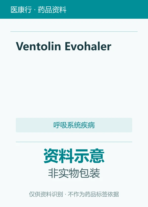硫酸沙丁胺醇气雾剂（Ventolin）资料图片