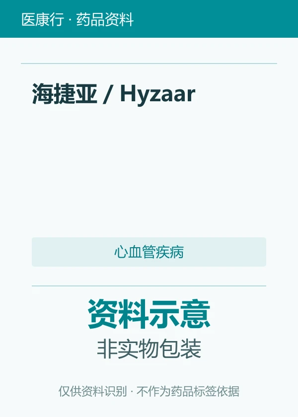 氯沙坦钾／氢氯噻嗪（海捷亚／Hyzaar）资料图片